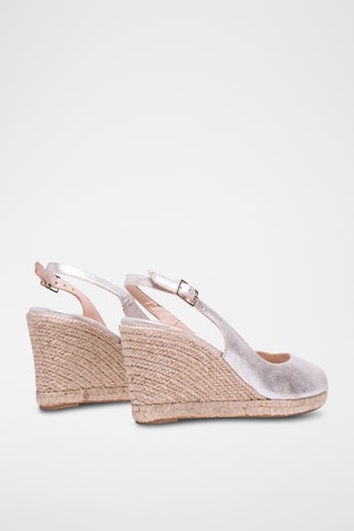 Leren Sandalen met Sleehak - Zilverkleurig