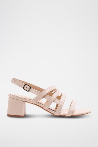 Leren Sandalen met Hak - Beige