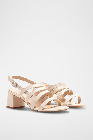 Leren Sandalen met Hak - Beige