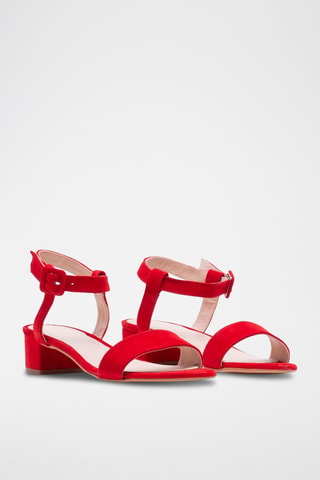 Nubuck Sandalen met Hak - Rood