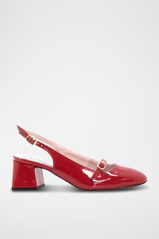 Gelakte Mary Janes met Hak - Rood