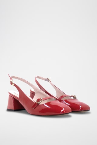 Gelakte Mary Janes met Hak - Rood