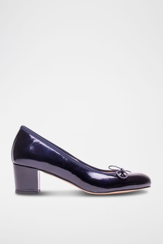 Lakleren Ballerina's met Hak - Marineblauw