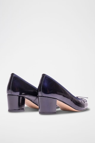 Lakleren Ballerina's met Hak - Marineblauw