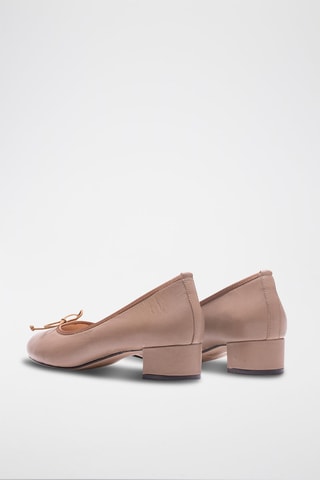 Leren Ballerina's met Hak - Taupe