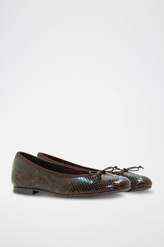 Leren Ballerina's Deborah - Bruin
