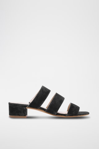 Nubuck Muiltjes met Hak - Zwart