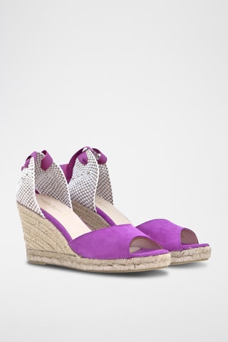 Nubuck Sandalen met Sleehak - Fuchsia