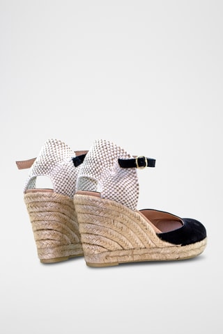 Leren Espadrilles met met Sleehak - Marineblauw