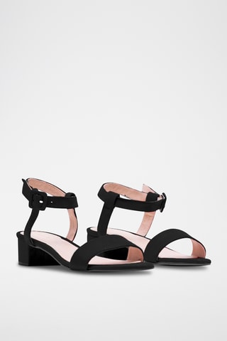Nubuck Sandalen met Hak - Zwart