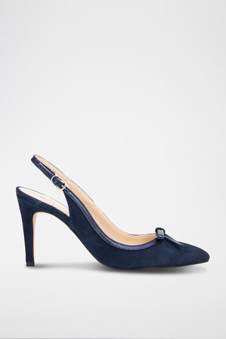 Nubuck Sandalen met Hak - Marineblauw