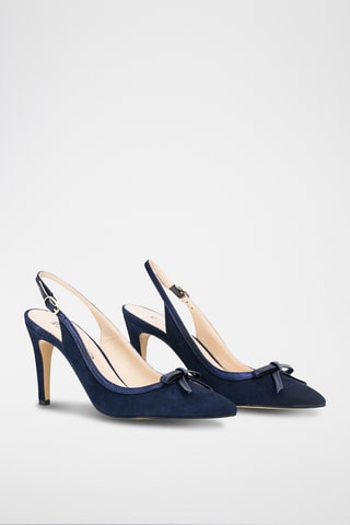 Nubuck Sandalen met Hak - Marineblauw