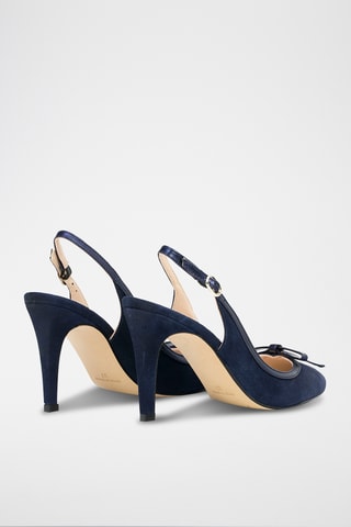 Nubuck Sandalen met Hak - Marineblauw