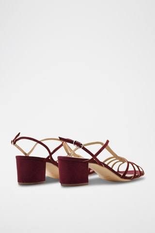 Nubuck Sandalen met Hak - Rood