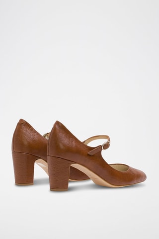 Nubuck Mary Janes met Hak Gabrielle - Bruin