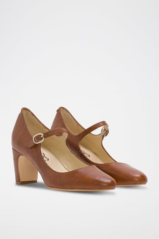 Nubuck Mary Janes met Hak Gabrielle - Bruin