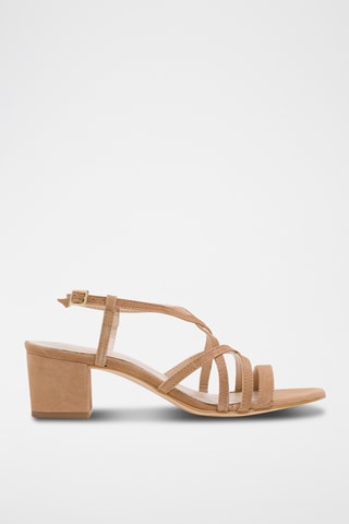 Nubuck Sandalen met Hak - Bruin