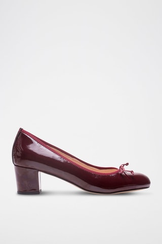 Lakleren Ballerina’s met Hak Lorraine - Bordeauxrood