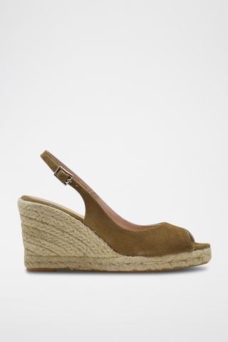 Nubuck Sandalen met Sleehak - Bruin