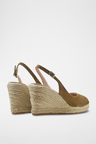 Nubuck Sandalen met Sleehak - Bruin