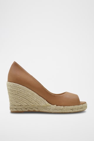 Leren Espadrilles met Sleehak - Bruin