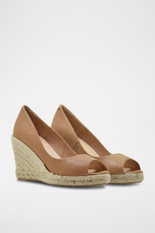 Leren Espadrilles met Sleehak - Bruin