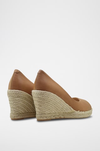 Leren Espadrilles met Sleehak - Bruin