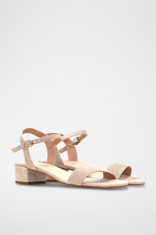 Nubuck Sandalen met Hak - Beige