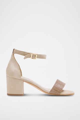 Leren Sandalen met Hak - Beige