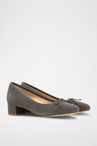 Leren Ballerina's - Donkergrijs