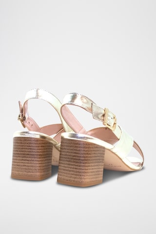 Leren Sandalen met Hak - Zilverkleurig