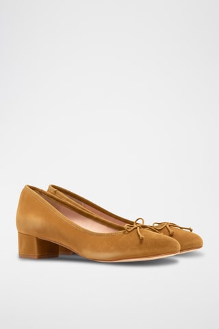 Leren Ballerina's - Camel