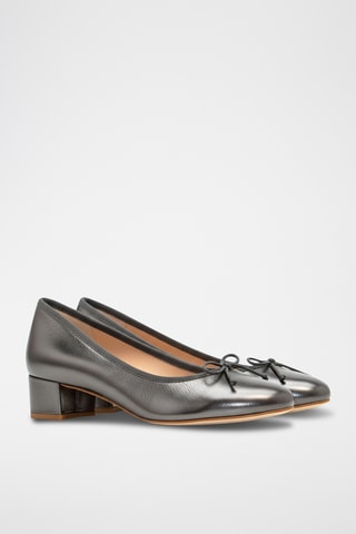Leren Ballerina's - Zilverkleurig