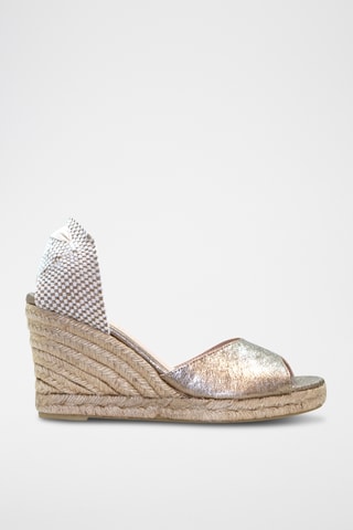 Leren Sandalen met Sleehak - Goudkleurig