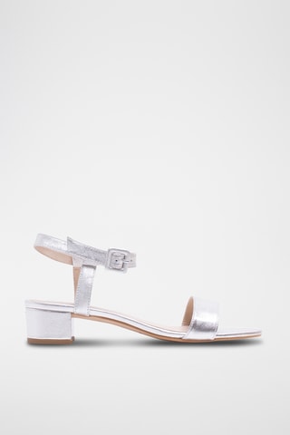 Leren Sandalen met Hak - Zilverkleurig
