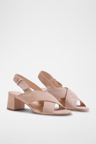 Leren Sandalen met Hak - Beige