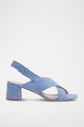 Leren Sandalen met Hak - Blauw