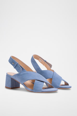 Leren Sandalen met Hak - Blauw