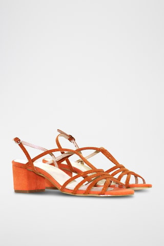 Nubuck Sandalen met Hak - Rood