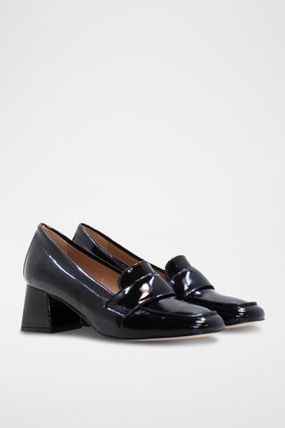 Lakleren Mocassins met Hak - Zwart