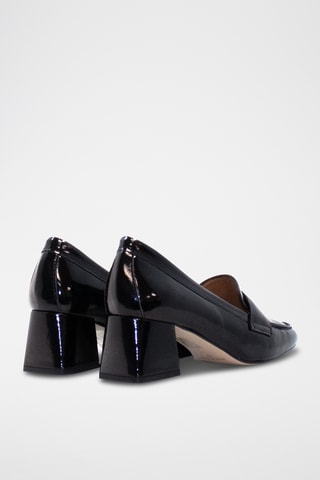 Lakleren Mocassins met Hak - Zwart