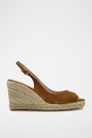Nubuck Sandalen met Sleehak - Bruin