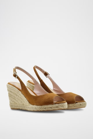 Nubuck Sandalen met Sleehak - Bruin