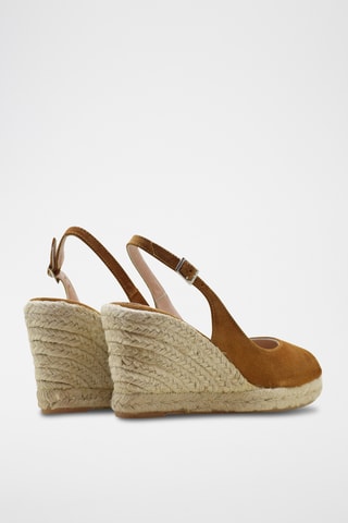 Nubuck Sandalen met Sleehak - Bruin