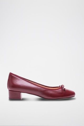 Leren Ballerina's met Hak Clara - Bordeauxrood