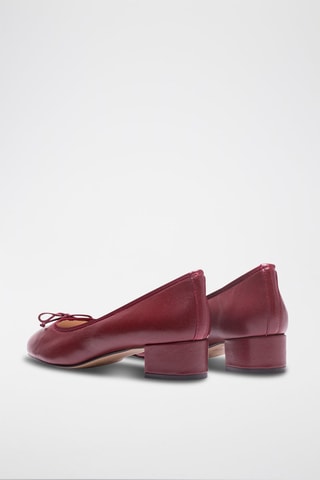 Leren Ballerina's met Hak Clara - Bordeauxrood