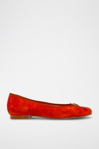 Leren Ballerina's - Koraalrood