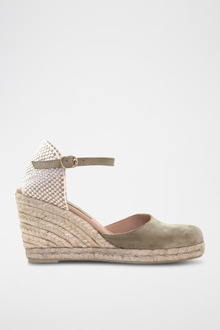 Leren Espadrilles met met Sleehak - Groen