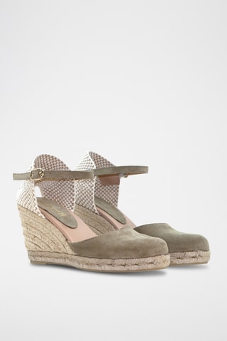 Leren Espadrilles met met Sleehak - Groen