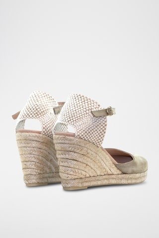 Leren Espadrilles met met Sleehak - Groen